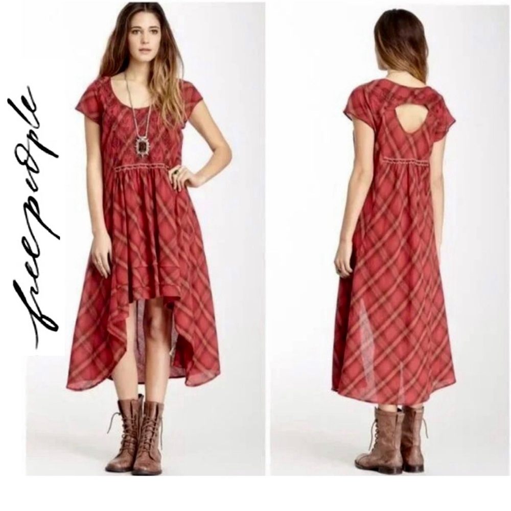 NWT Free People Rad for Plaid High-Low Dress (SZ Small)